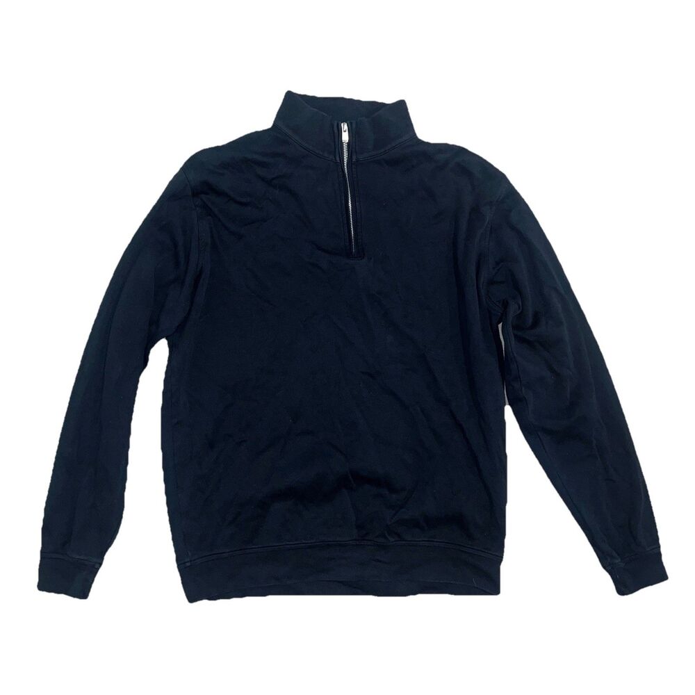PETER MILLAR Sz L Large Men’s 100% Cotton 1/4 Zip Pullover Windshirt Polo Black